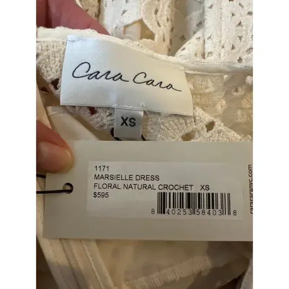 Cara Cara Marsielle Crochet Cotton Midi Dress Cream NWT Size XS - Picture 5 of 10